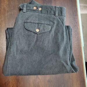 Vintage Savane Dark Gray 100% Cotton Classic Adjustable waist slacks  36x32